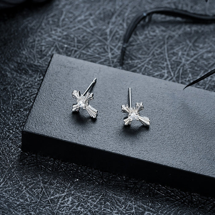 Puces d'Oreille Homme Croix Clou (Paire)