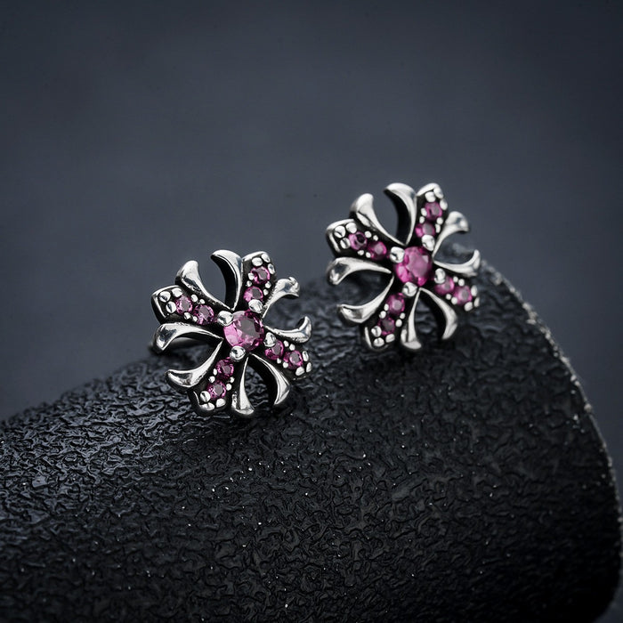 Puces d'Oreille Flocon Zircon Homme (Paire)