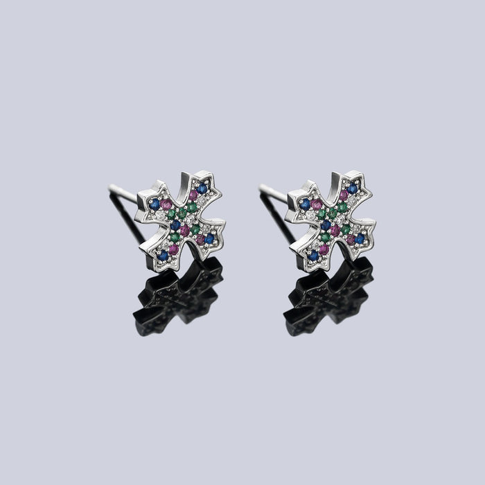 Puces d'Oreille Homme Croix Clou (Paire)