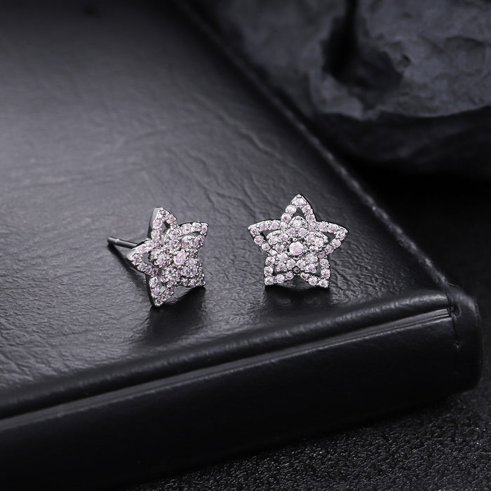 Puces d'Oreille Homme Etoile Zircon (Paire)