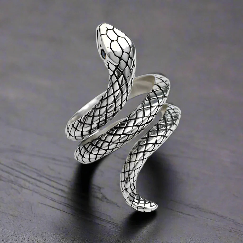 Bague Serpent Rétro en Argent - Argent / 1 / Ajustable