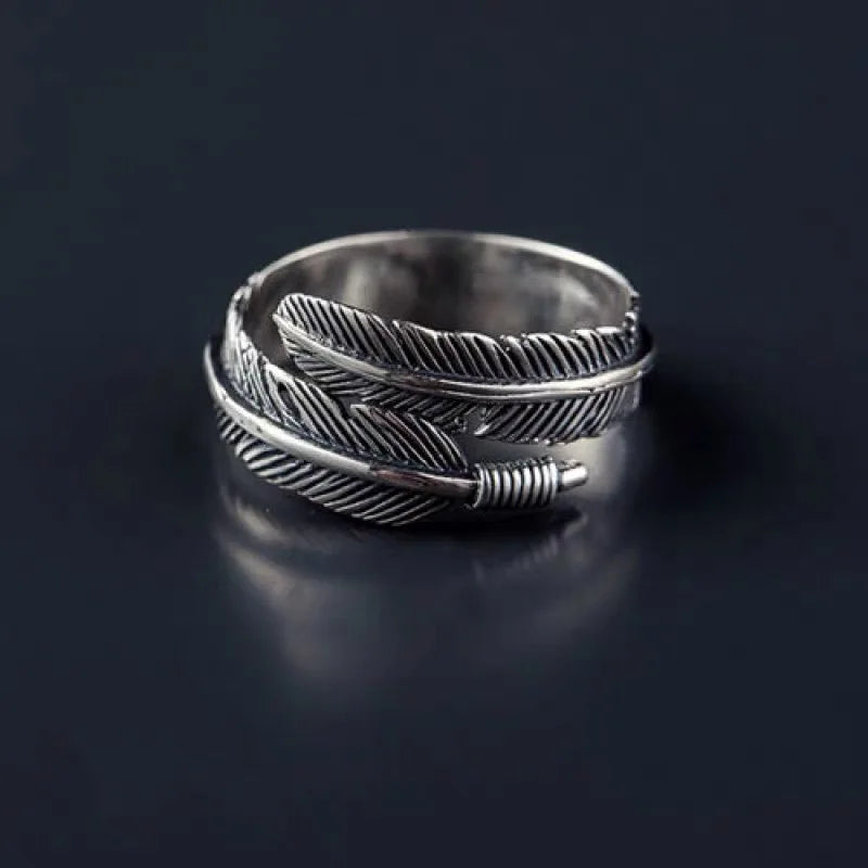 Bague ajustable en acier inoxydable plumes
