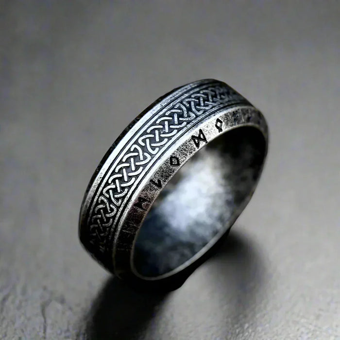 Bague Celtique Homme Acier Noir Tressée