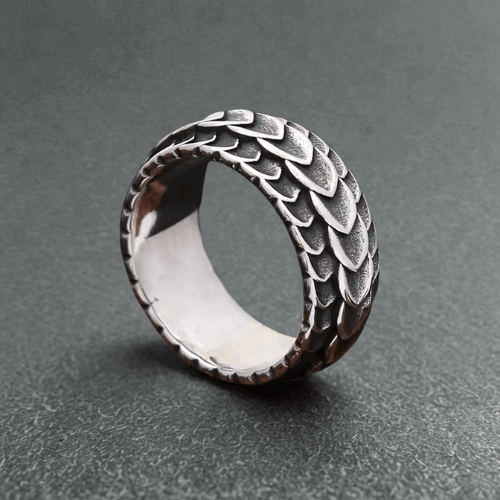 Bague Écaille de Dragon Vintage en Acier Inoxidable