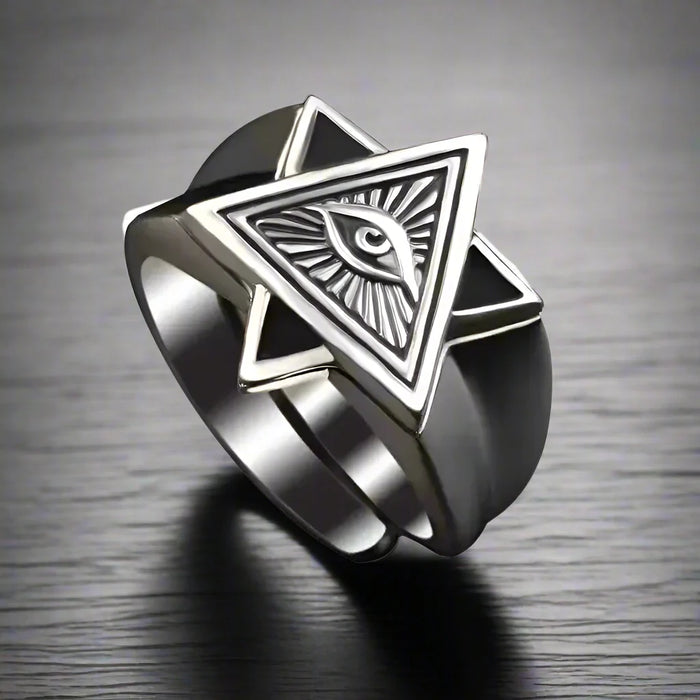 Bague Illuminati Homme ŒIL TRIANGLE NOIR