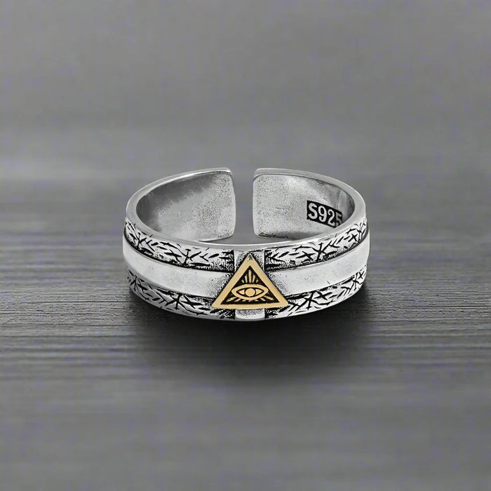 Bague Illuminati Homme PYRAMIDE DORÉE