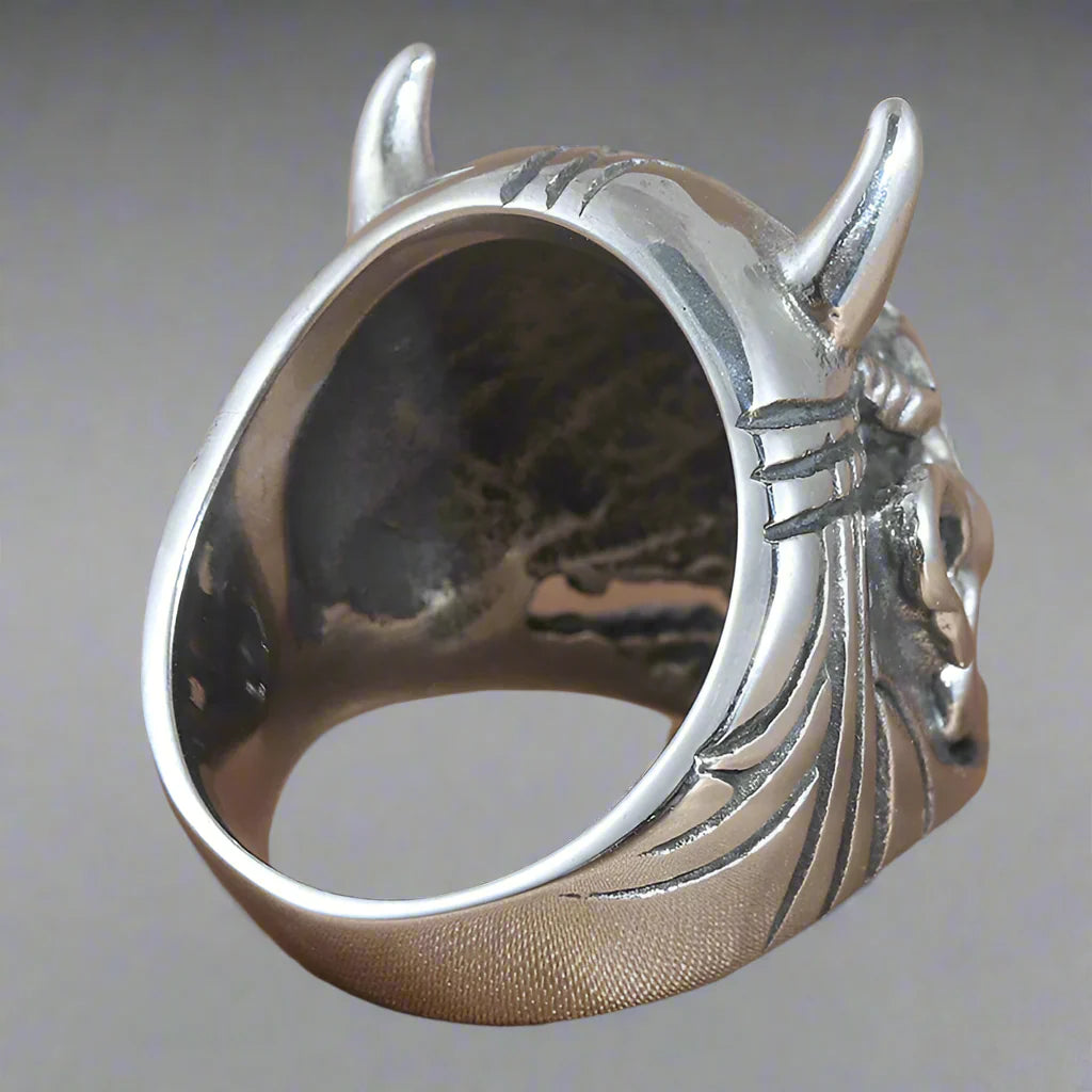 Bague japonaise en acier MASQUE DE SAMOURAÏ MENPO