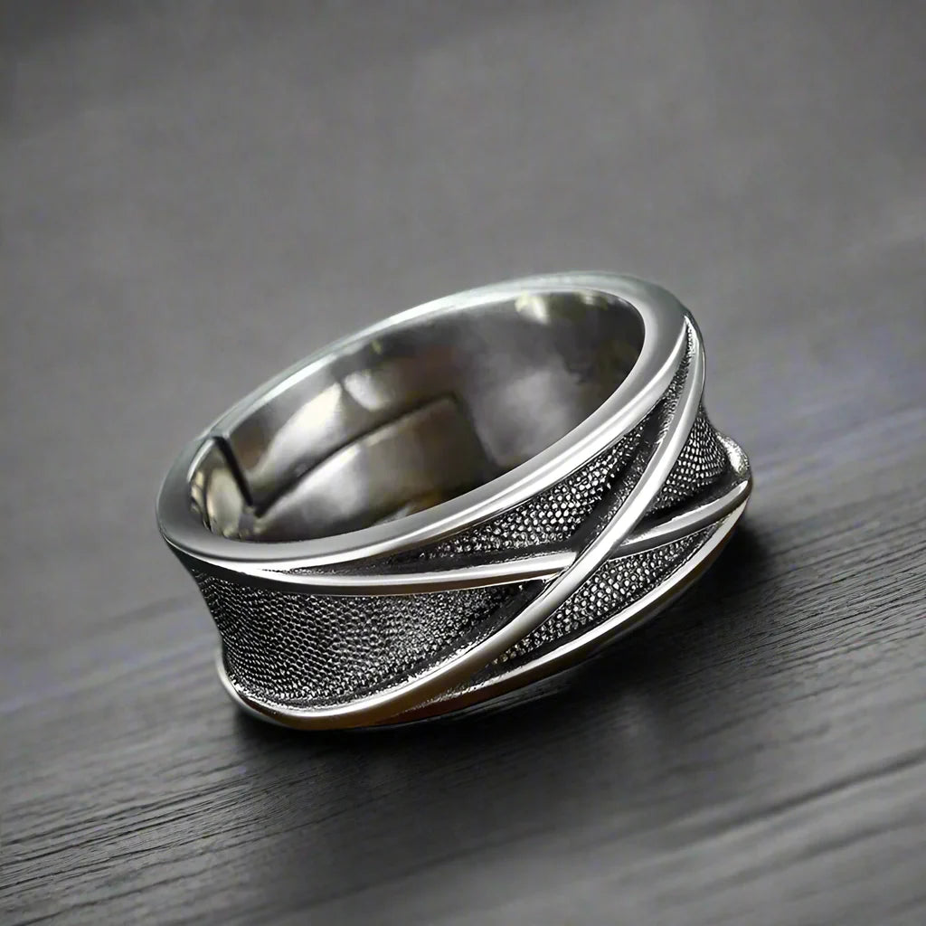 Adjustable Ring Men Minimalist X mark - resizable / S0077