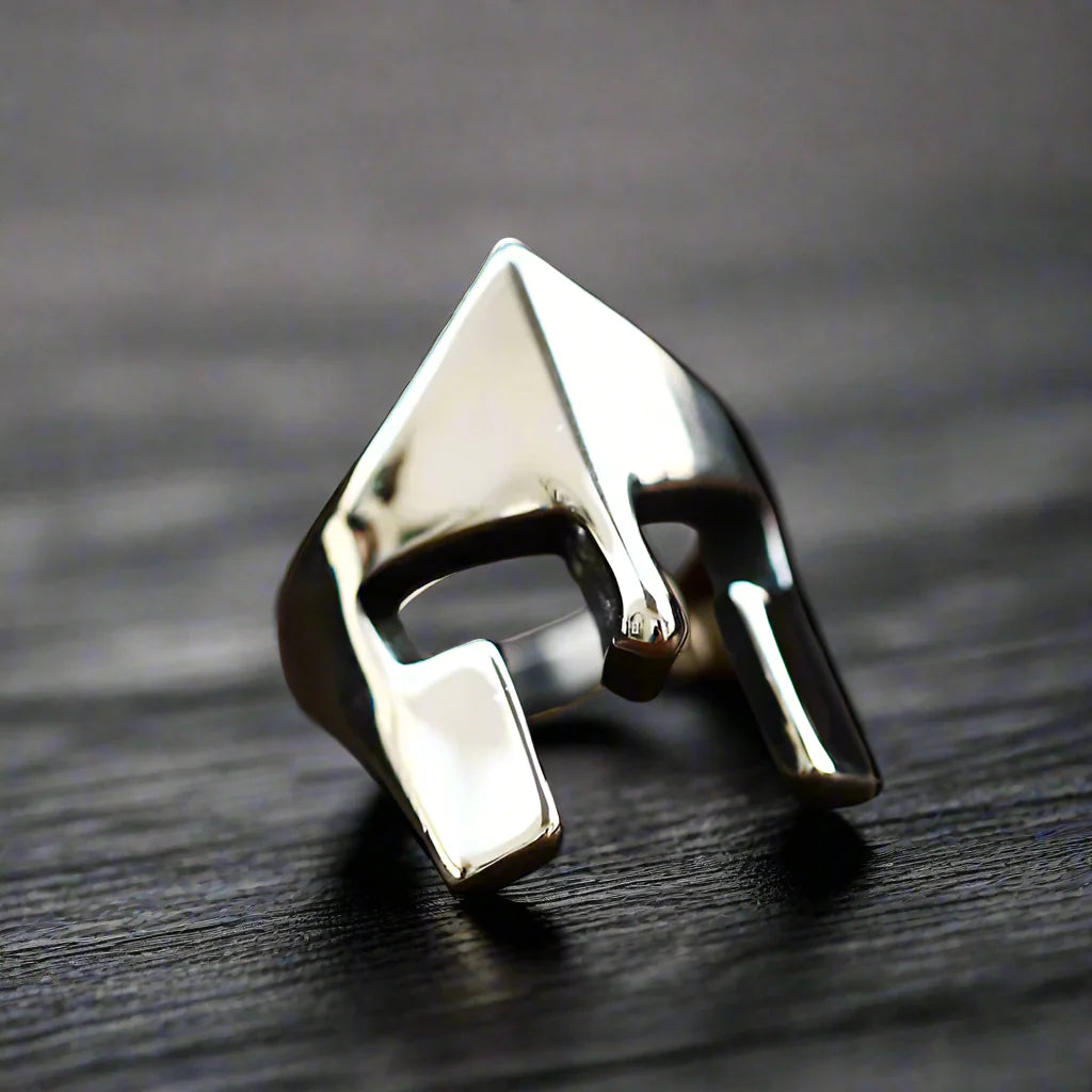 Stainless Steel Men Ring Ancient Warrior Roman Epic Helmet Gladiator - BR8-338 / 8