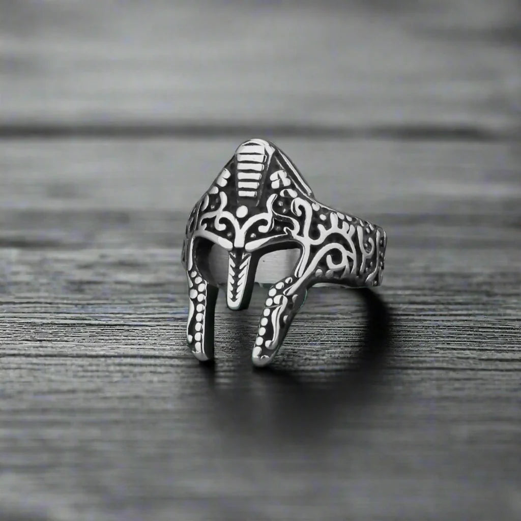 Stainless Steel Spartan Warrior Mask Ring Men’s Ancient Rome Ring Jewelry