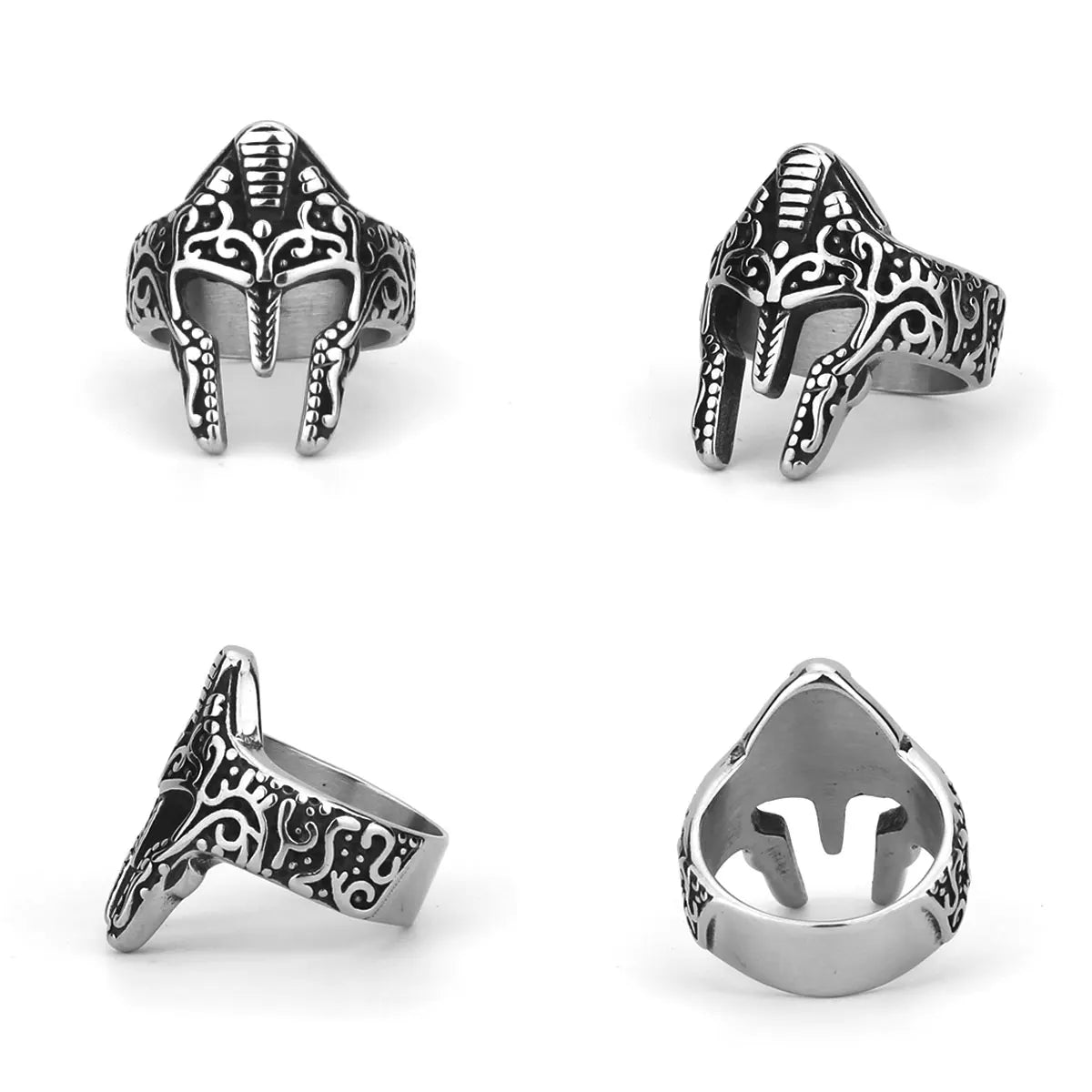 Stainless Steel Spartan Warrior Mask Ring Men’s Ancient Rome Ring Jewelry