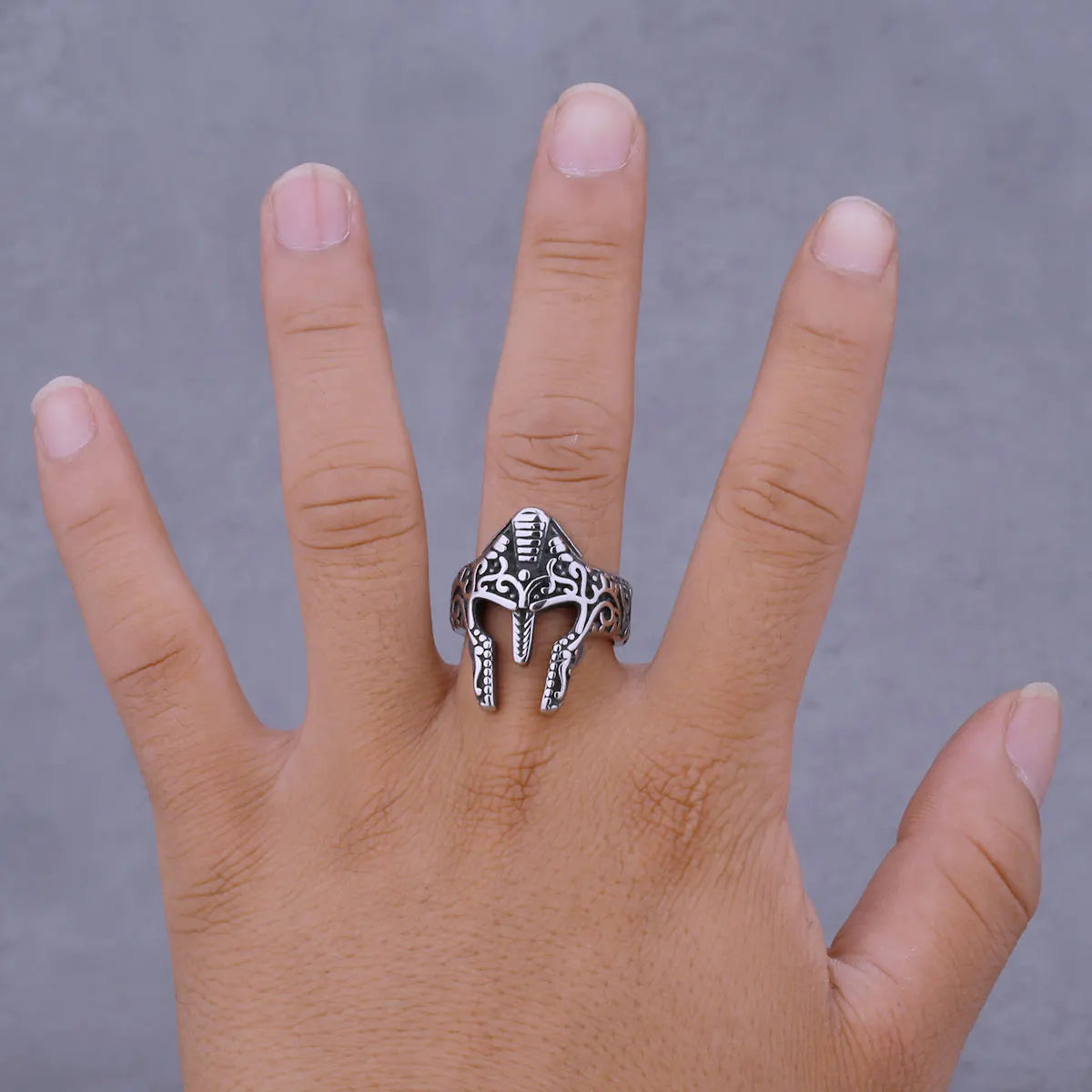 Stainless Steel Spartan Warrior Mask Ring Men’s Ancient Rome Ring Jewelry