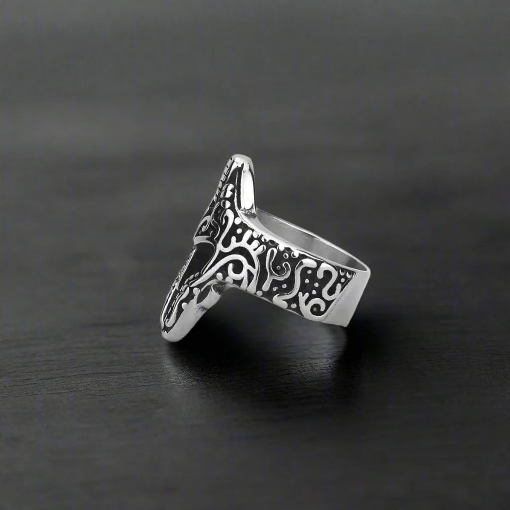 Stainless Steel Spartan Warrior Mask Ring Men’s Ancient Rome Ring Jewelry