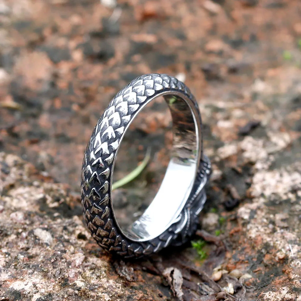 NEW 316L Stainless steel Nordic Mythology Giant dragon Animal ring Pagan Odin Amulet scandinavian fashion jewelry free