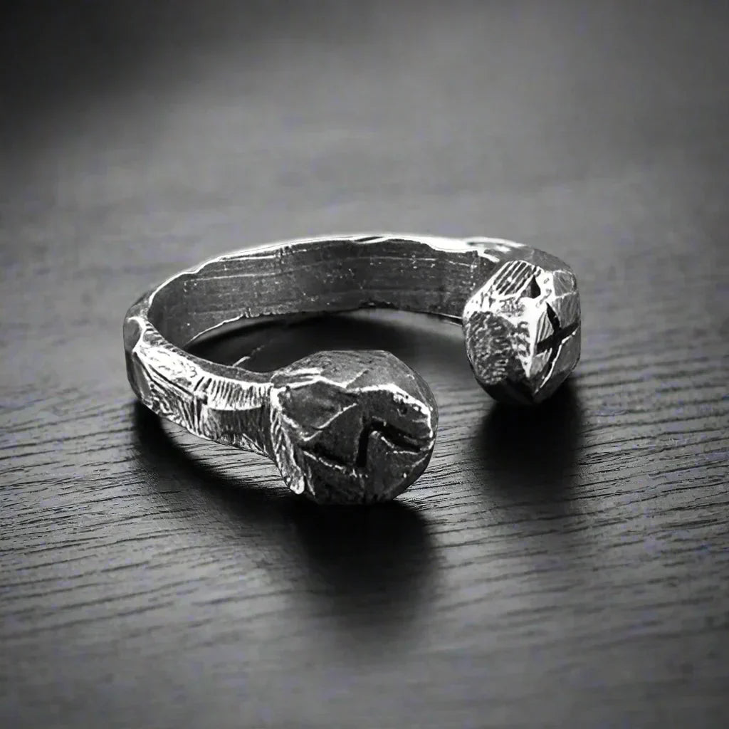 Bague Viking Runes Algiz Sowilo - Argentée / 14