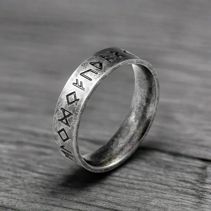 Bague Viking Homme Acier RUNES GRAVÉES MINIMALISTES