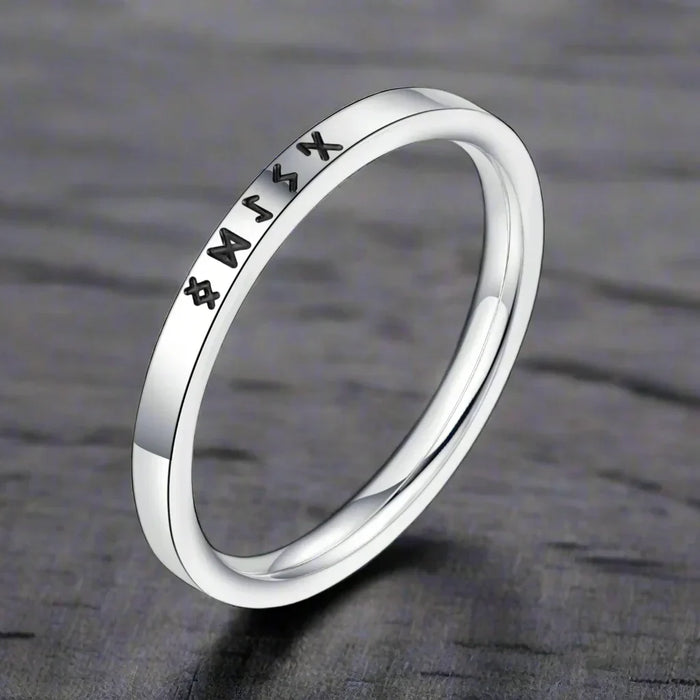 Bague Viking Homme Acier RUNES MINIMALISTES
