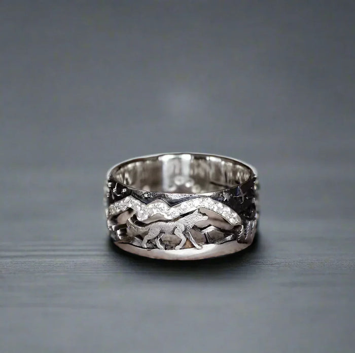 Bague Viking Homme Cuivre GRAVÉE LOUP