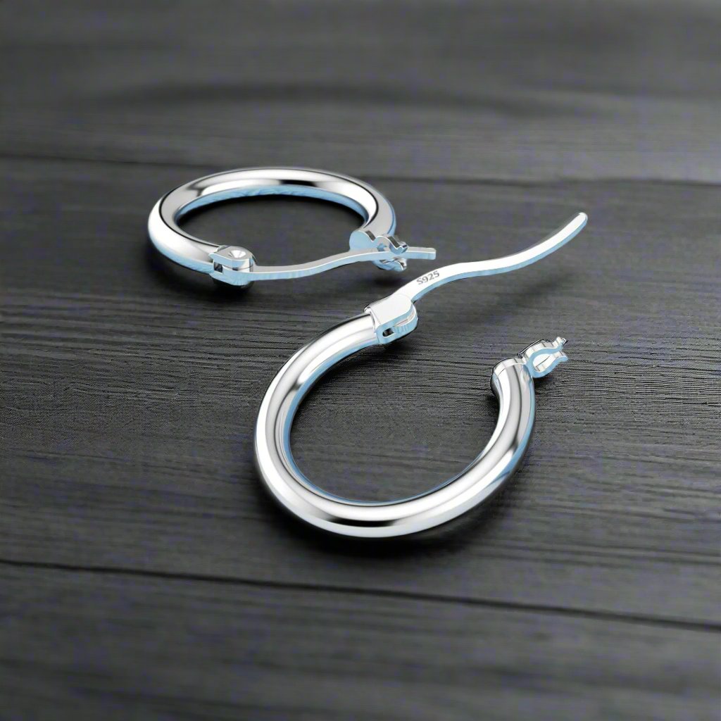 Paire De Boucles D'oreille Anneaux Argentés – Acier Inoxydable, Clips