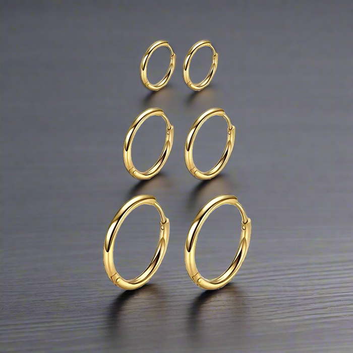 Boucle d'Oreille Homme ANNEAU DORÉ (Paire)