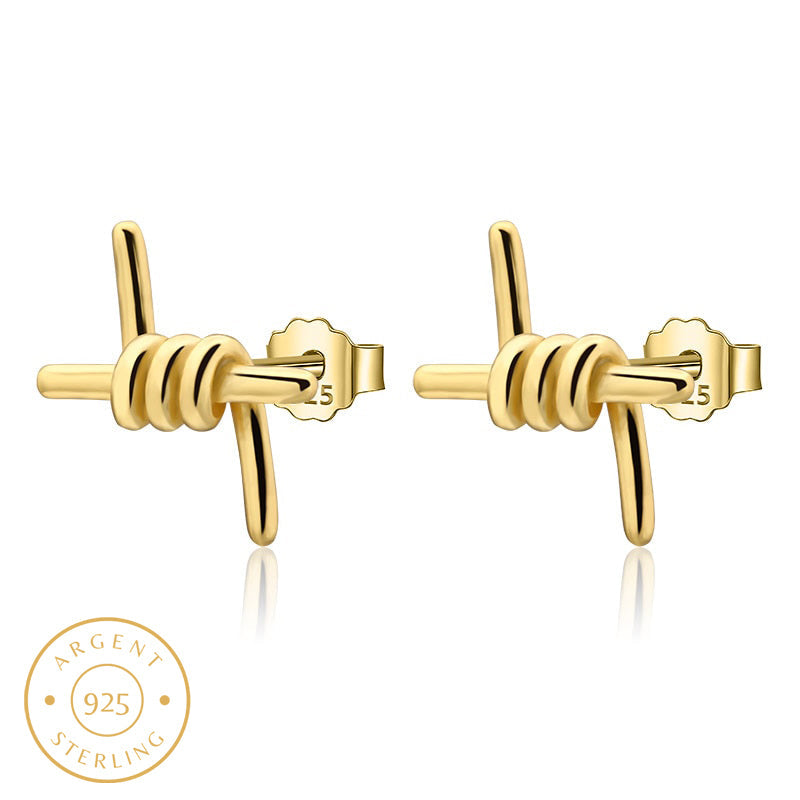 Boucle d'oreille homme barbelé doré