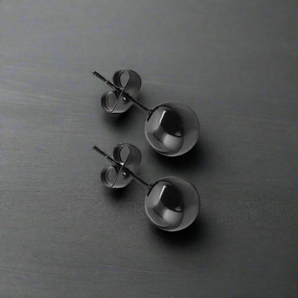 Boucle d’Oreille Homme BOULE NOIRE (Paire)