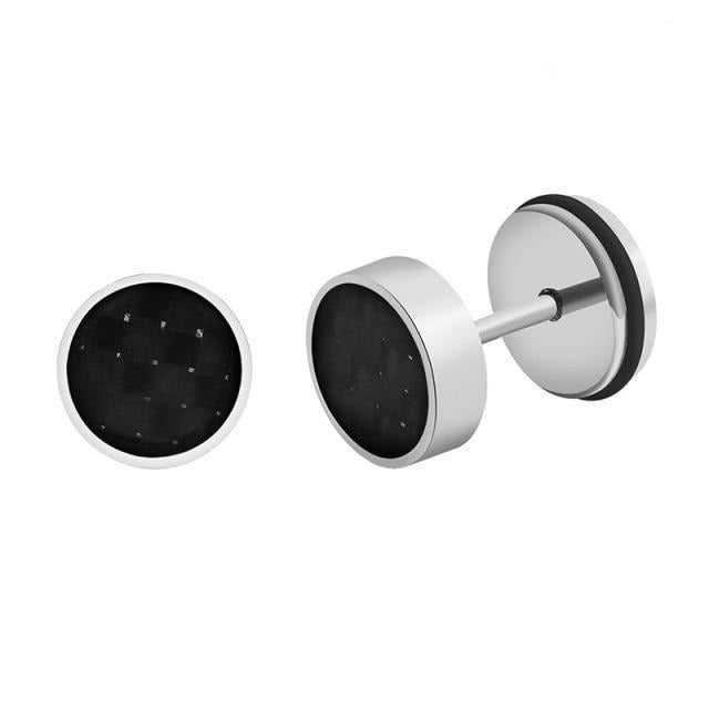 clou d'oreille carbone argent