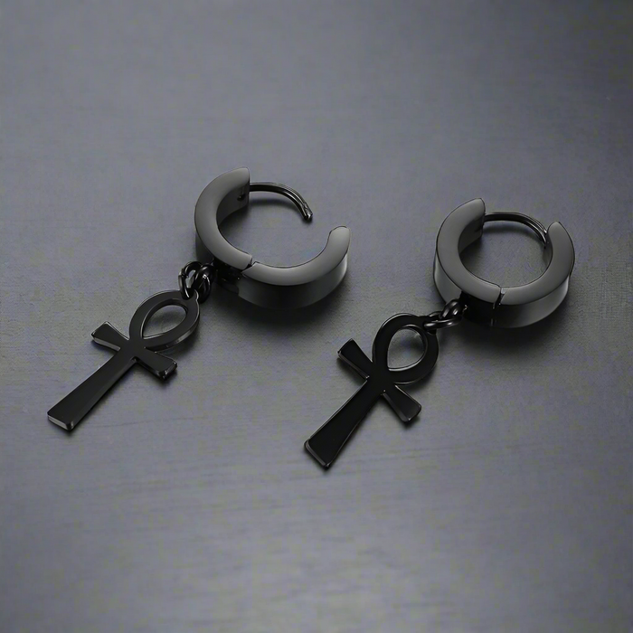 Boucle d'Oreille Homme CROIX ANKH (Paire)
