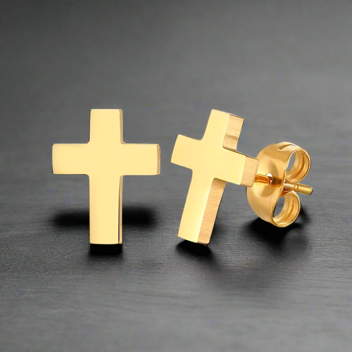 Boucle d'Oreille Homme CROIX OR (Paire)