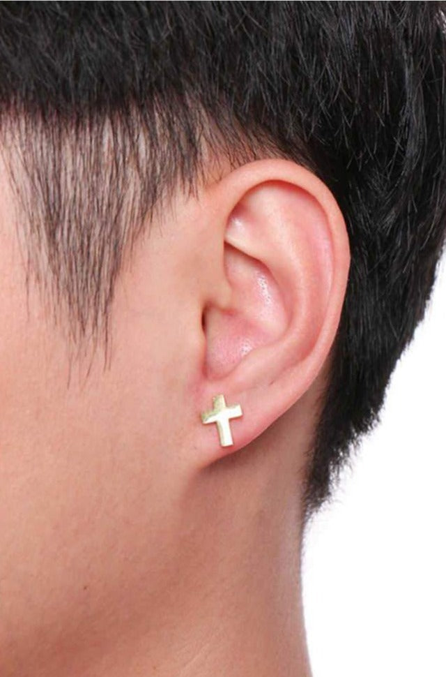 boucle d'oreille croix doré