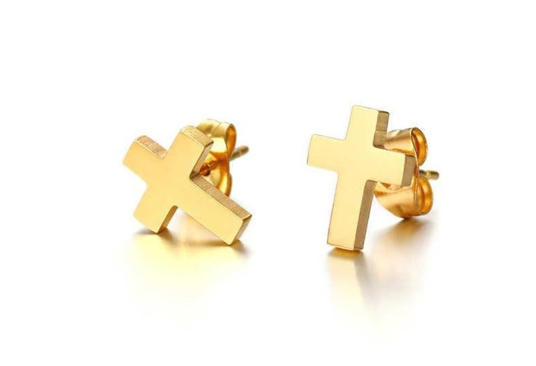 puce d'oreille croix doré