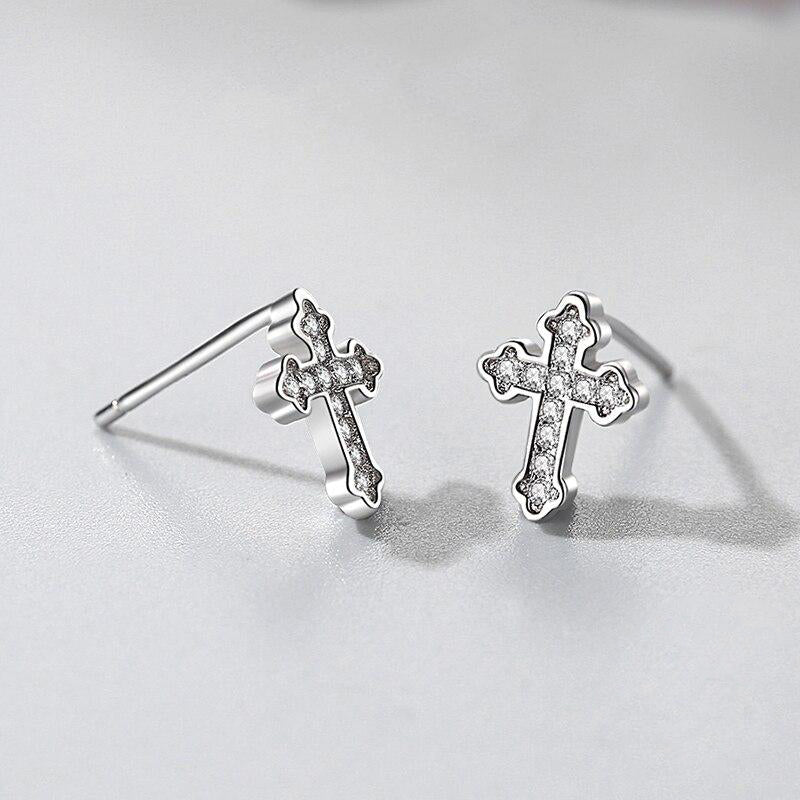 Boucle d'Oreille Croix Homme