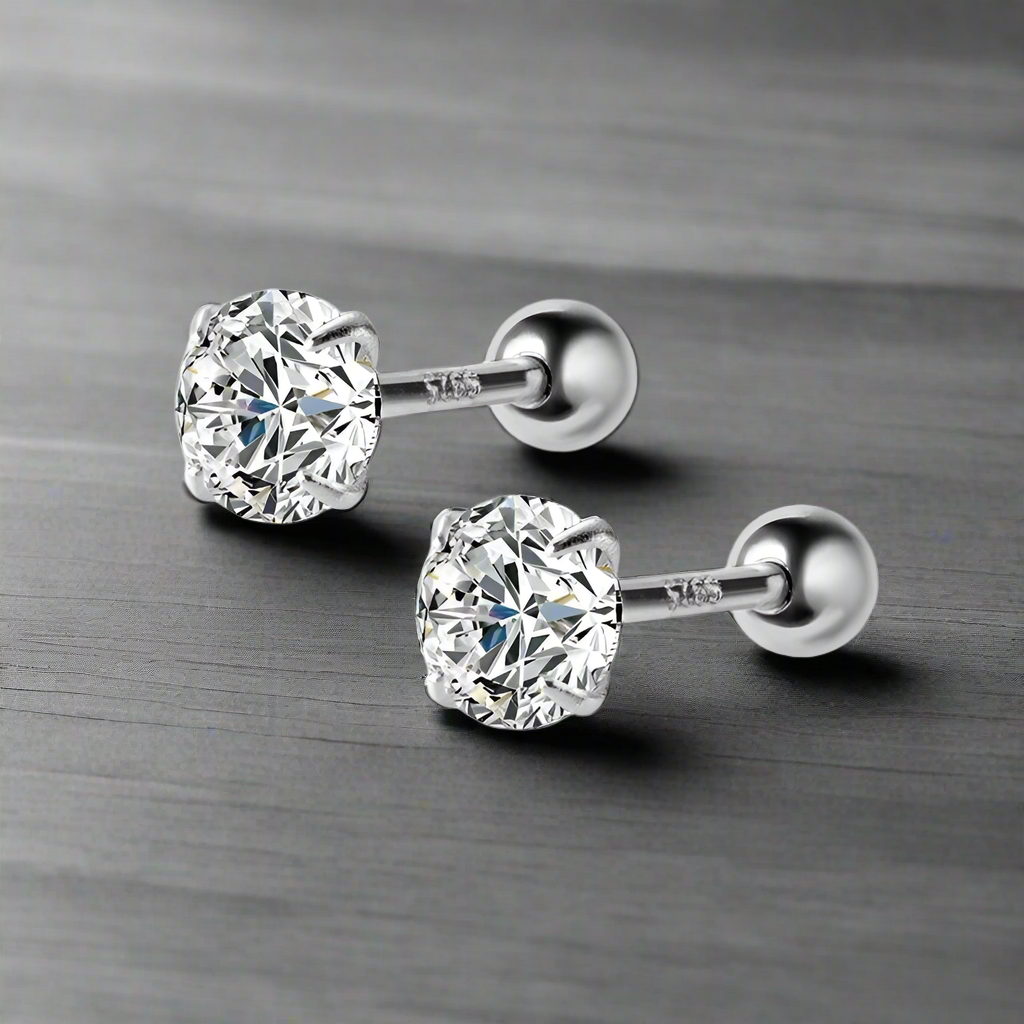 Boucle d’Oreille Homme DIAMANT ARGENT (Paire) - Boucles d’oreilles