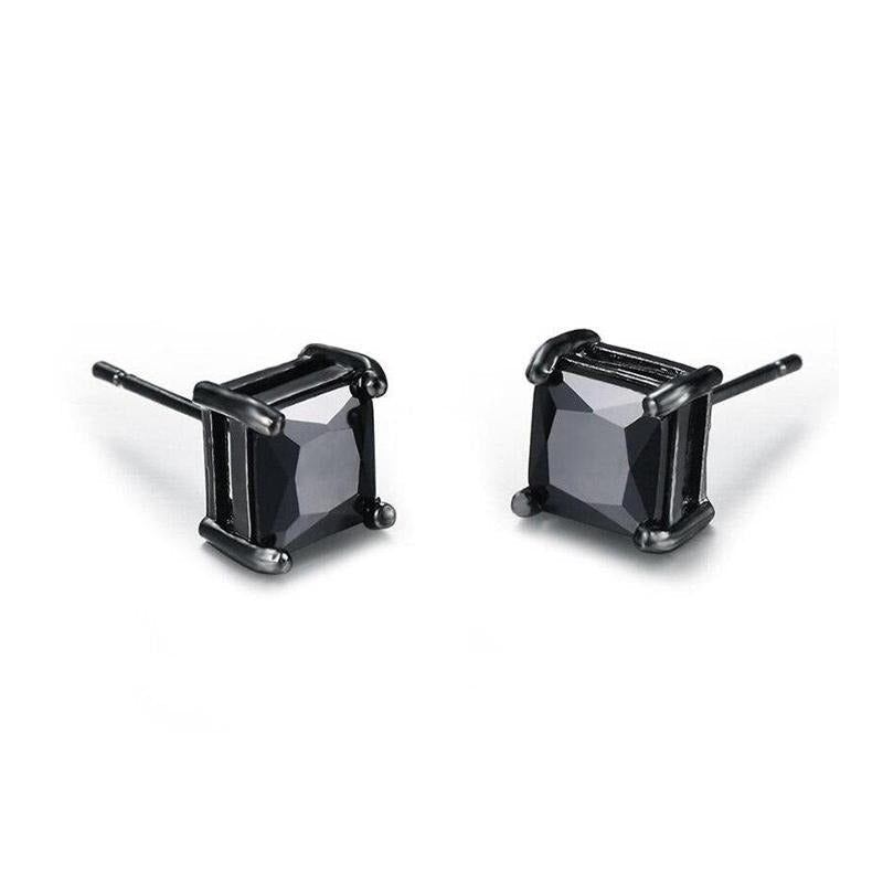 Boucle d'Oreille Homme Diamant Carré Noir