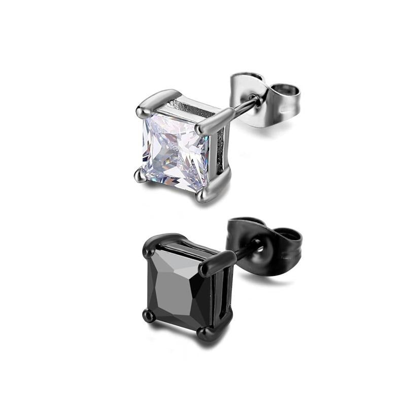 Boucle d'oreille homme diamant carré