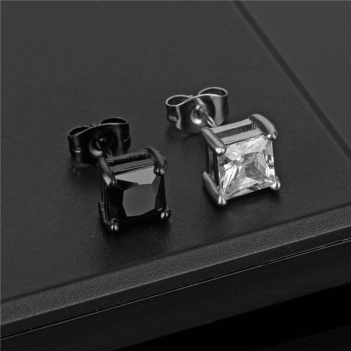 Boucle d'Oreille Homme DIAMANT CARRÉ (paire)