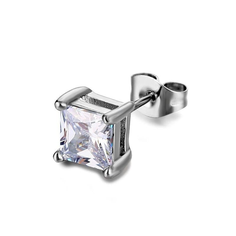 Boucle d'oreille homme diamant carré classique