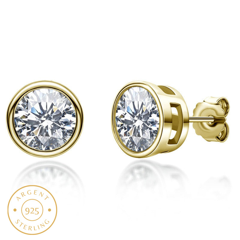 Boucle d'oreille homme moissanite dorée