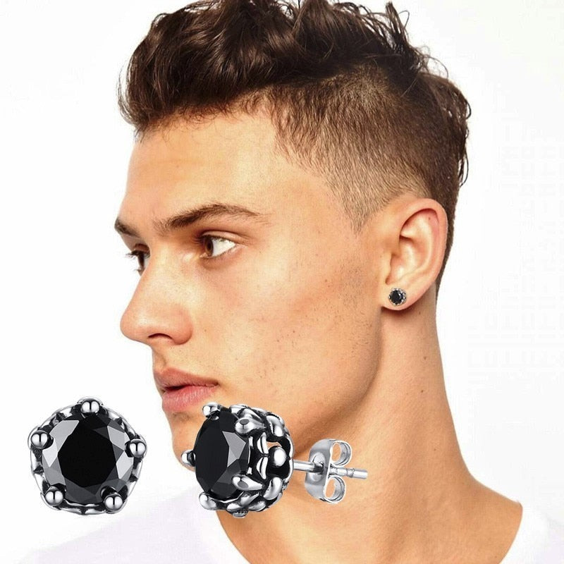 diamants d'oreille noir homme