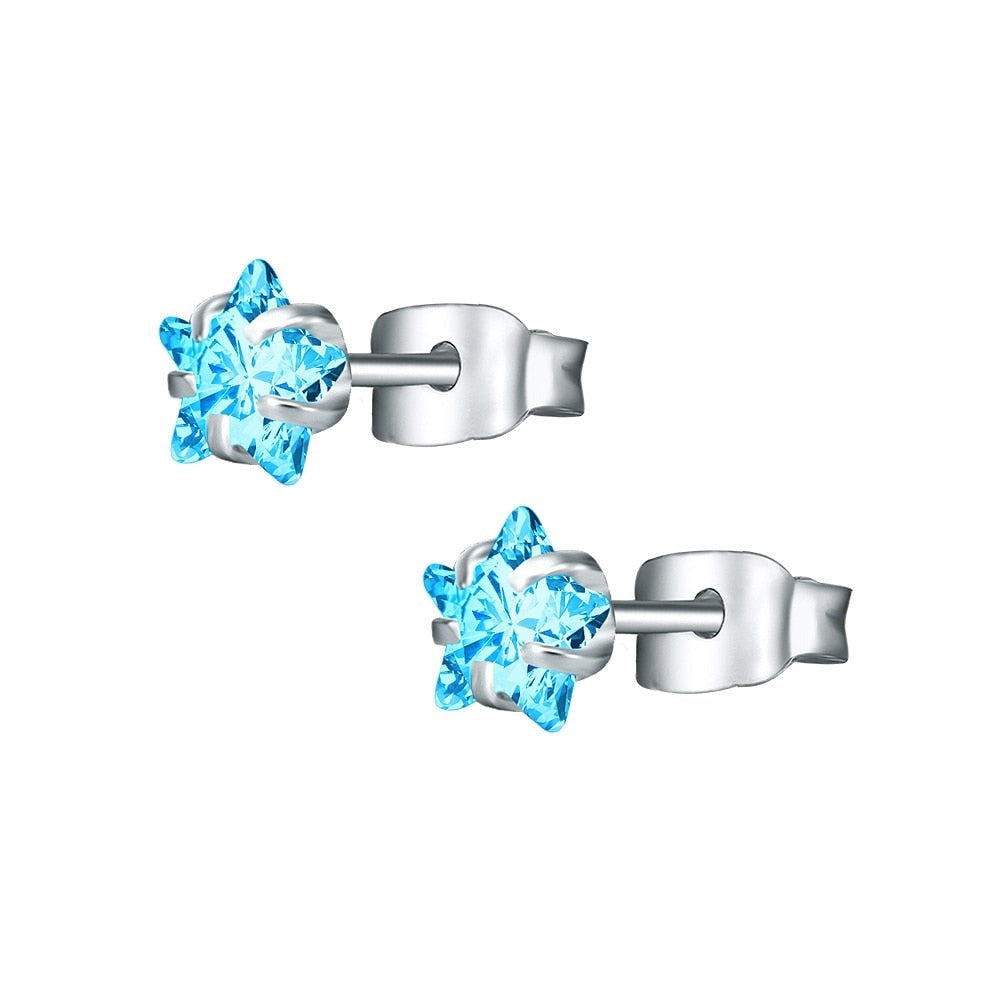 Boucle d'oreille homme diamant turquoise étoile