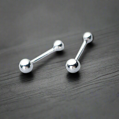 Boucle d'Oreille Homme DOUBLE BOULE (Paire)