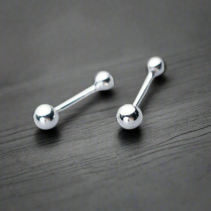 Boucle d'Oreille Homme DOUBLE BOULE (Paire)