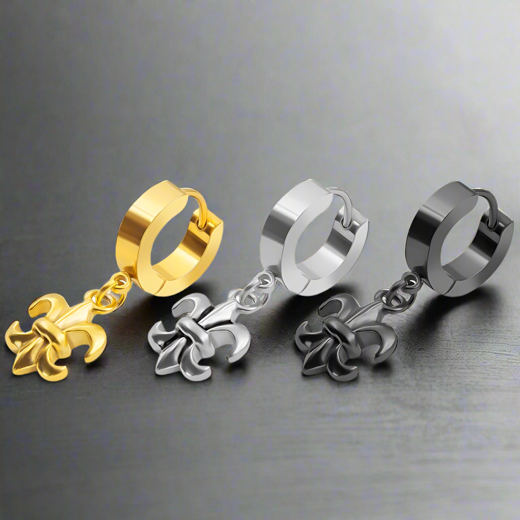 Boucle d’Oreille Homme FLEUR DE LYS (Paire)