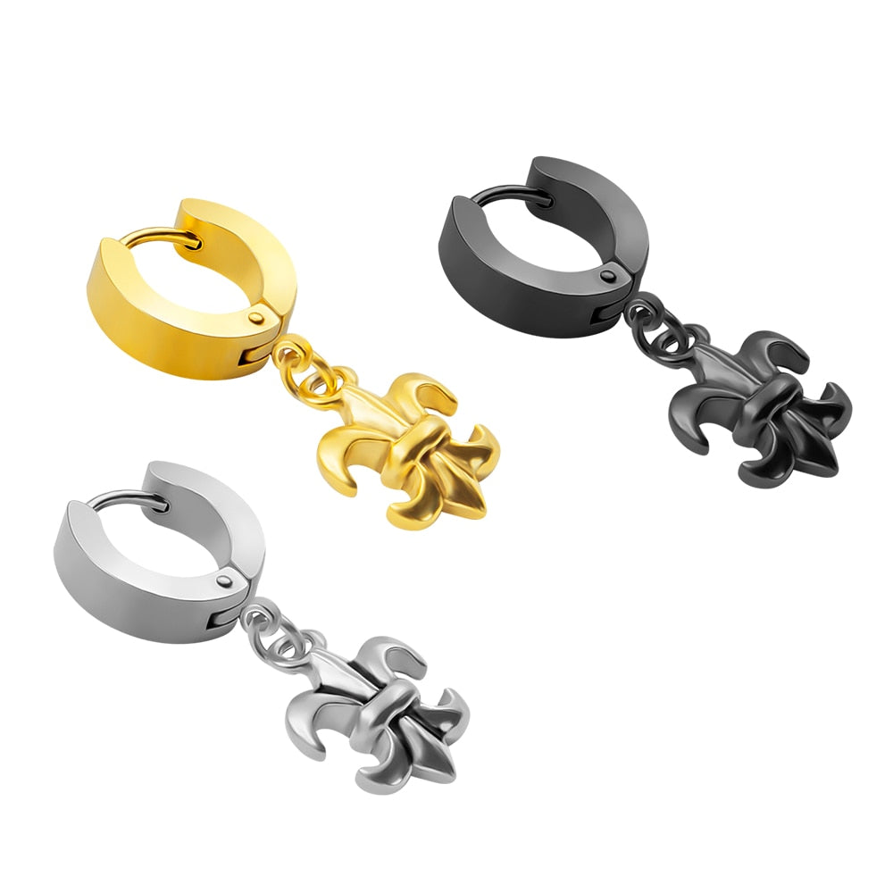 Boucle d’Oreille Homme FLEUR DE LYS (Paire)