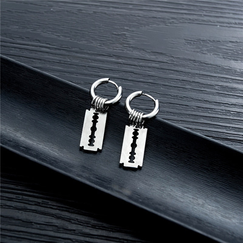 Boucle d’Oreille Homme LAME DE RASOIR (Paire)