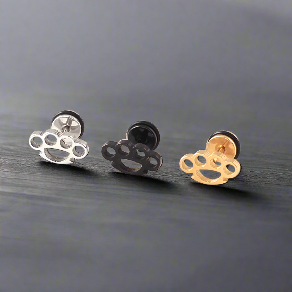 Boucle d’Oreille Homme POING AMÉRICAIN (Paire)