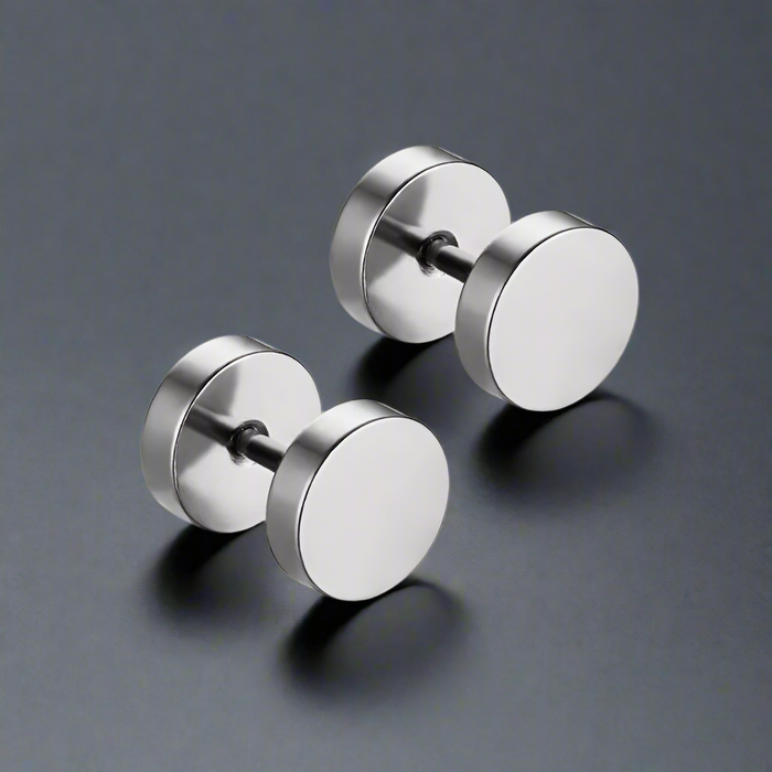 Boucle d'Oreille Homme RONDE PLATE (Paire)
