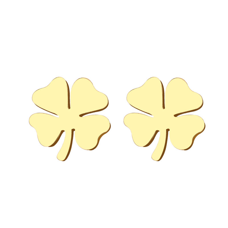 Boucle d'oreille homme trèfle dorée