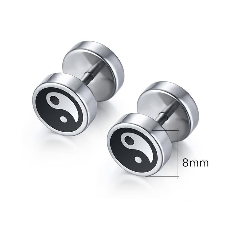 clou d'oreille yin yang pour homme