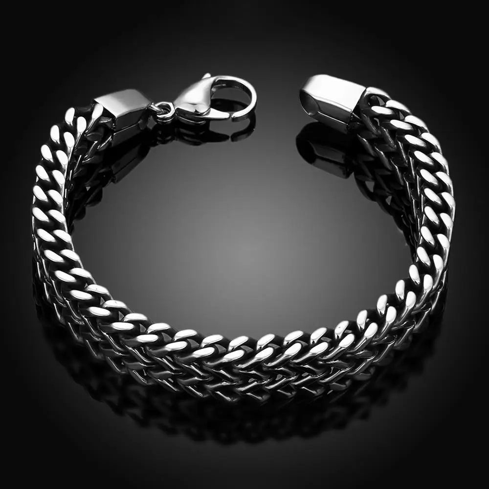 Geometric Design Men Chain & Link Bracelet With Lobster Clasp,Titanium Steel Ancient Maya